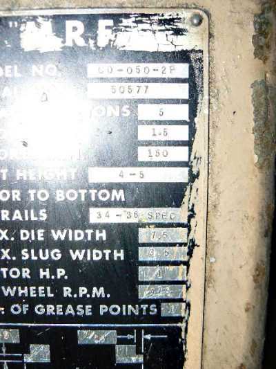 2-Post Cut-Off Press Specifications