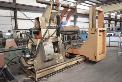 20,000 Lb. x 48" BRADBURY Uncoiler w/Hold Down & Coil Car - Image 3
