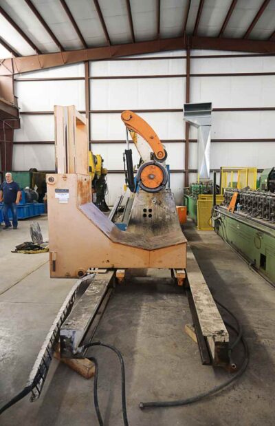 20,000 Lb. x 48" BRADBURY Uncoiler w/Hold Down & Coil Car - Image 2
