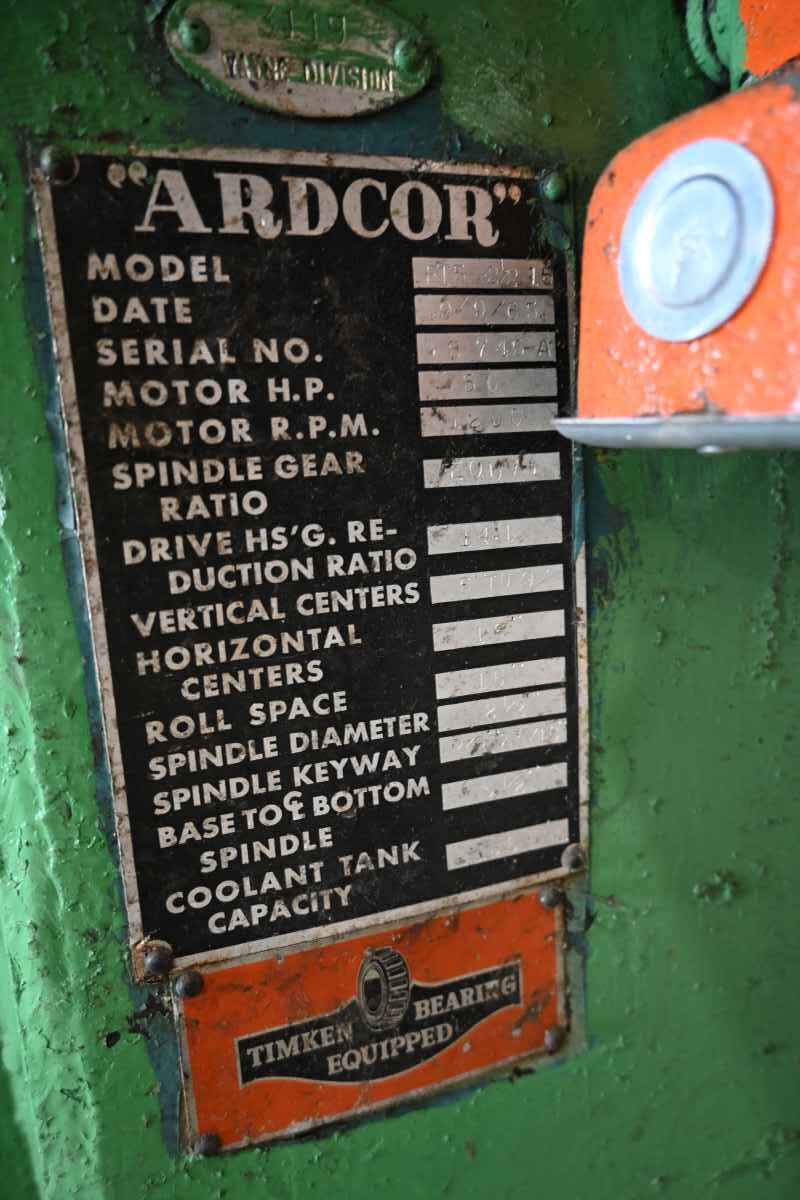 Ardcor Rollformer Data Plate